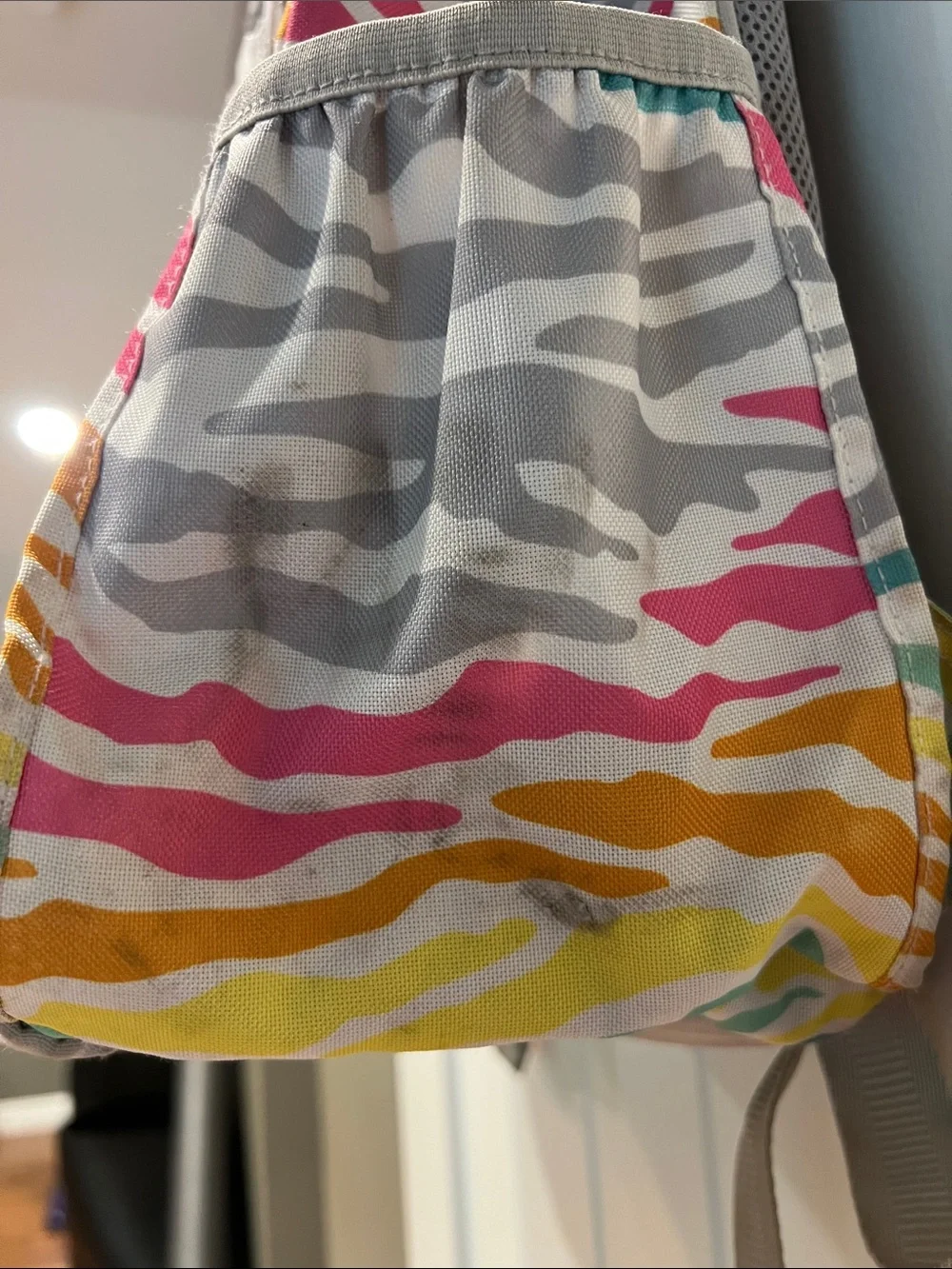 pottery barn kids Multicolor Zebra Print Backpack - Gray, Pink, Teal, Yellow